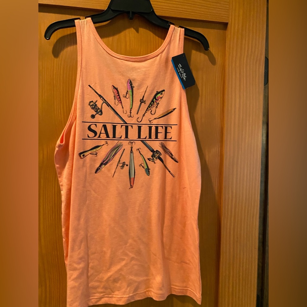 Salt Life Men’s Orange Lures Tank Top NWT Size S